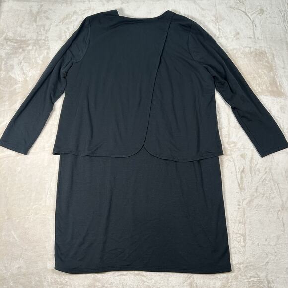 J. Jill Pure Jill Black Layered Knit Shift Dress Long Sleeves Women's Size Large - Picture 3 of 6